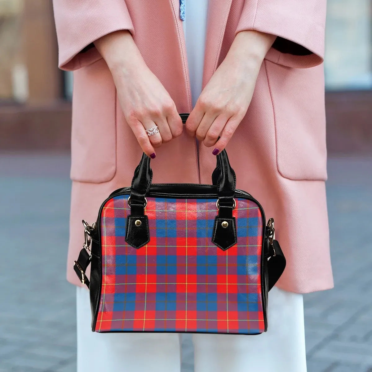 Galloway Red Tartan Plaid Shoulder Handbag