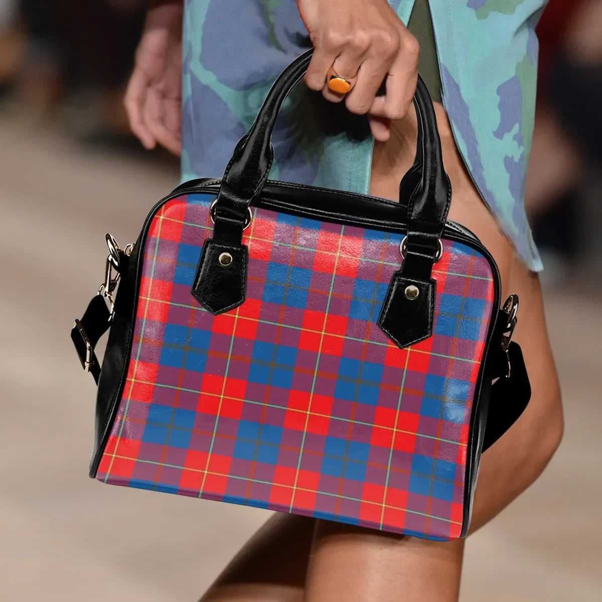 Galloway Red Tartan Plaid Shoulder Handbag