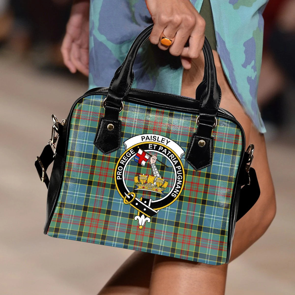 Paisley District Tartan Crest Shoulder Handbag