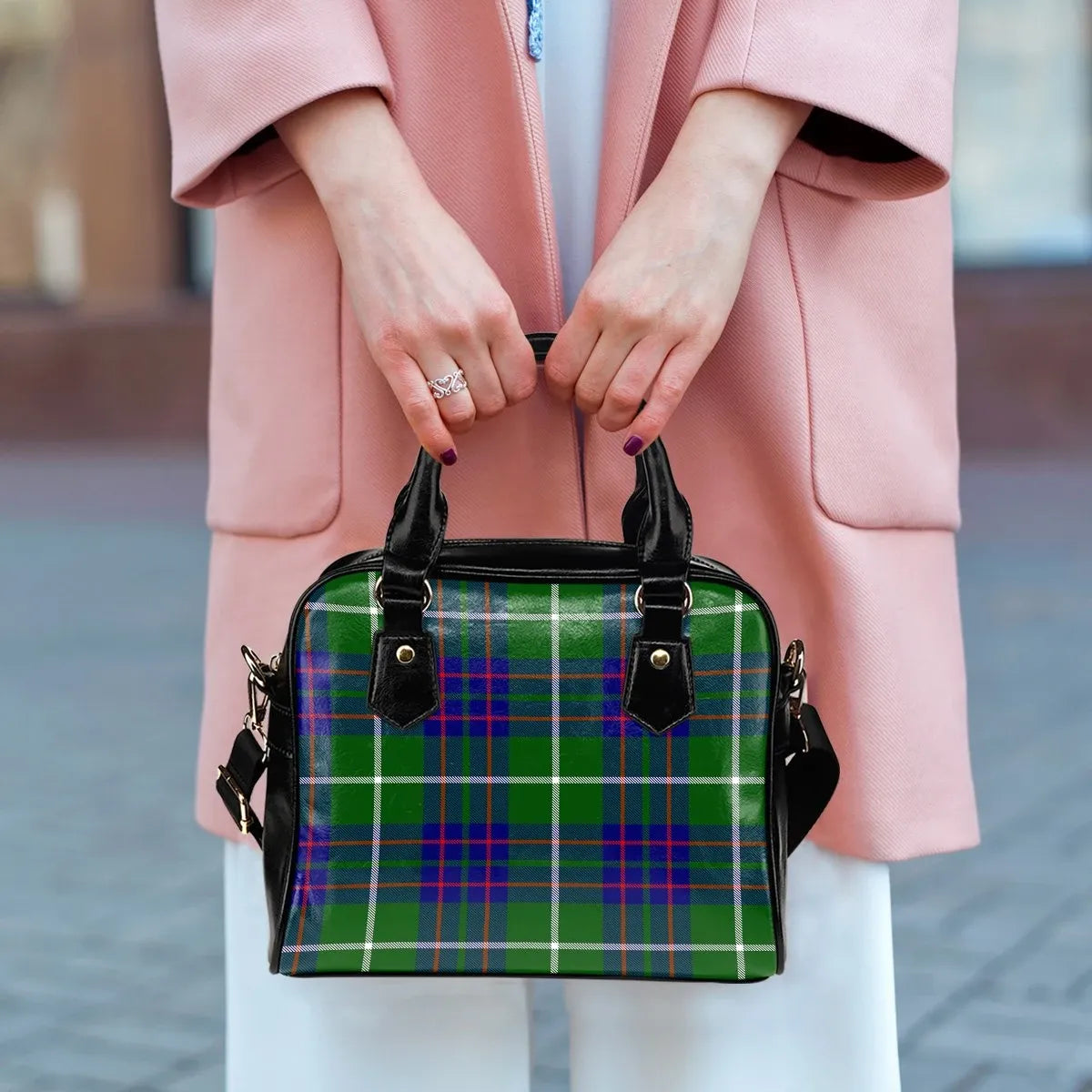 MacIntyre Hunting Modern Tartan Plaid Shoulder Handbag