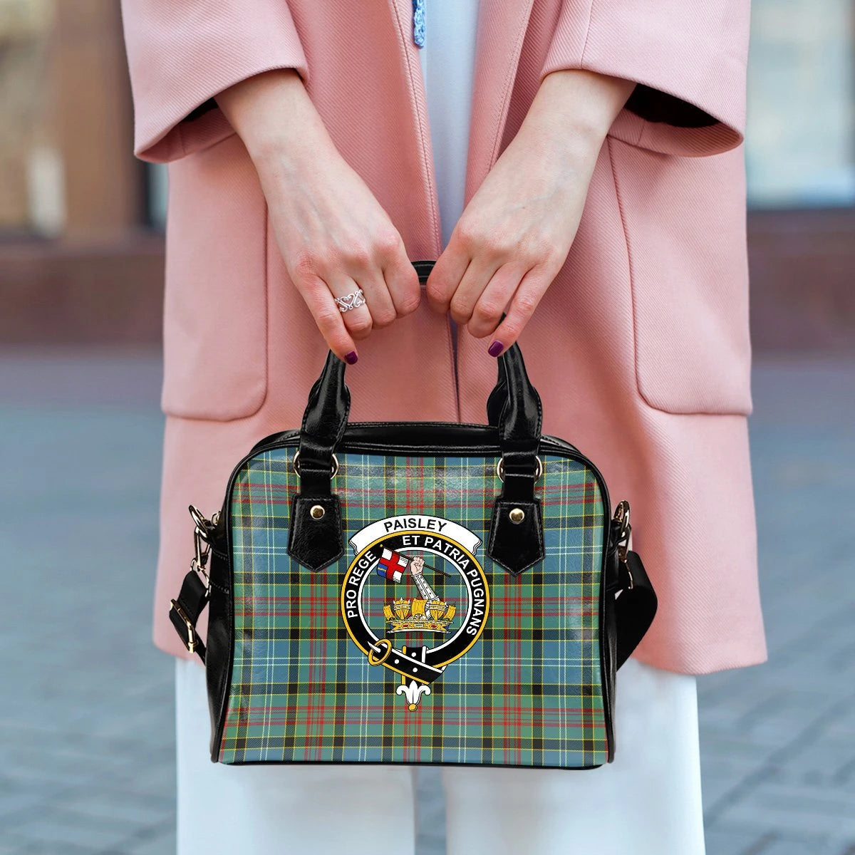 Paisley District Tartan Crest Shoulder Handbag