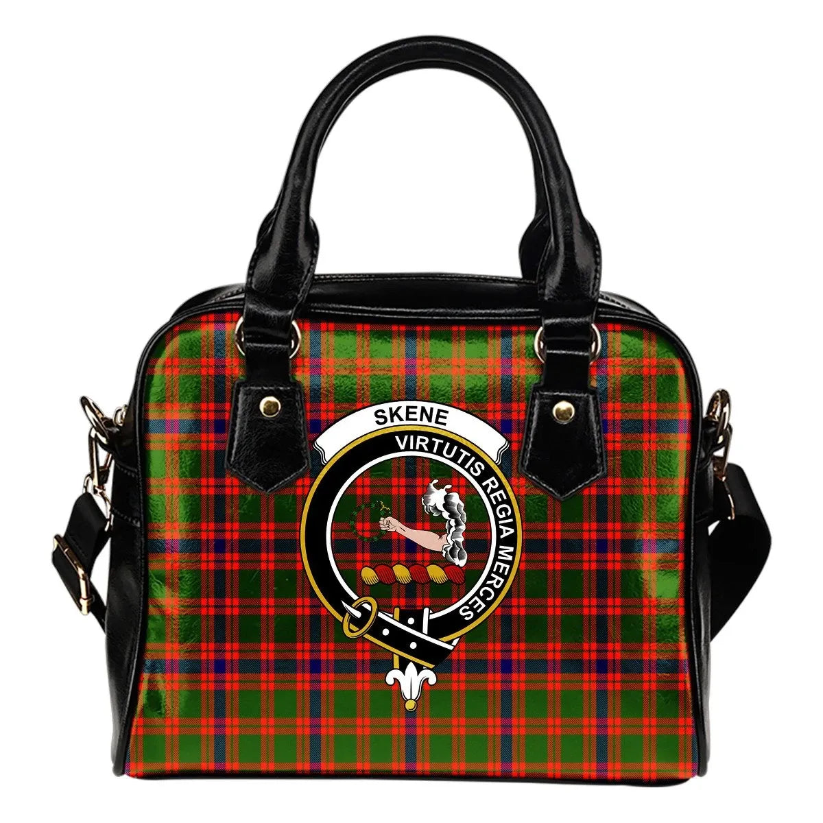 Skene Modern Tartan Crest Shoulder Handbag