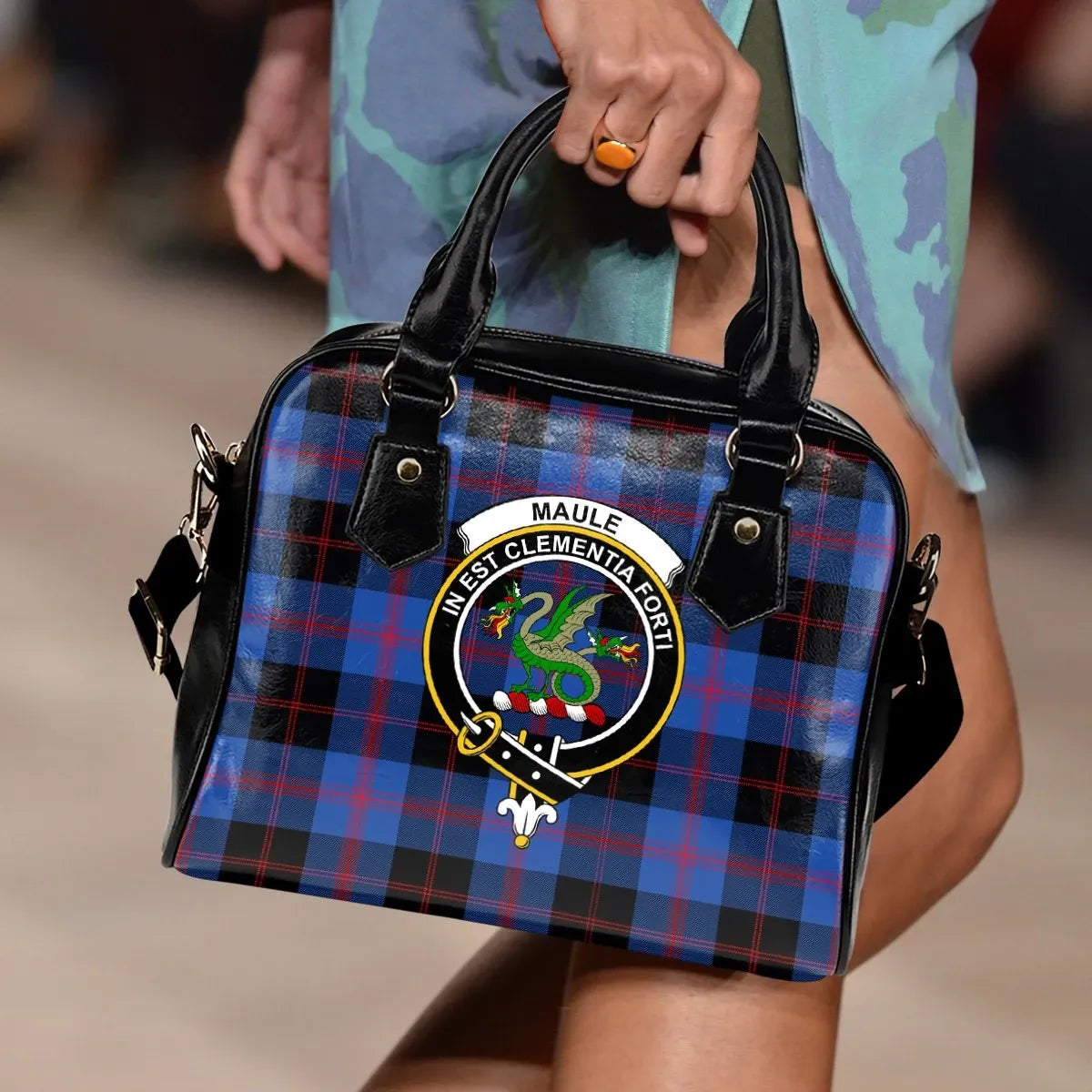 Maule Tartan Crest Shoulder Handbag