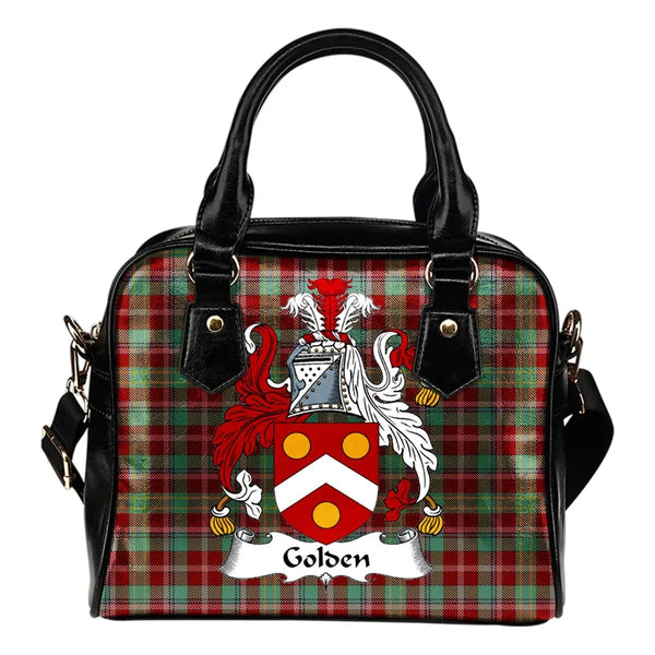 Golden Tartan Crest Shoulder Handbag