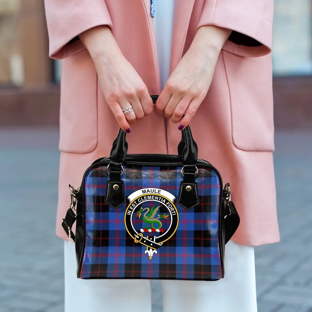 Maule Tartan Crest Shoulder Handbag