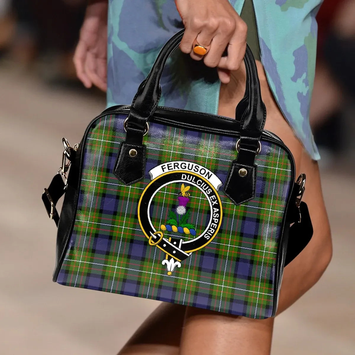 Fergusson Modern Tartan Crest Shoulder Handbag