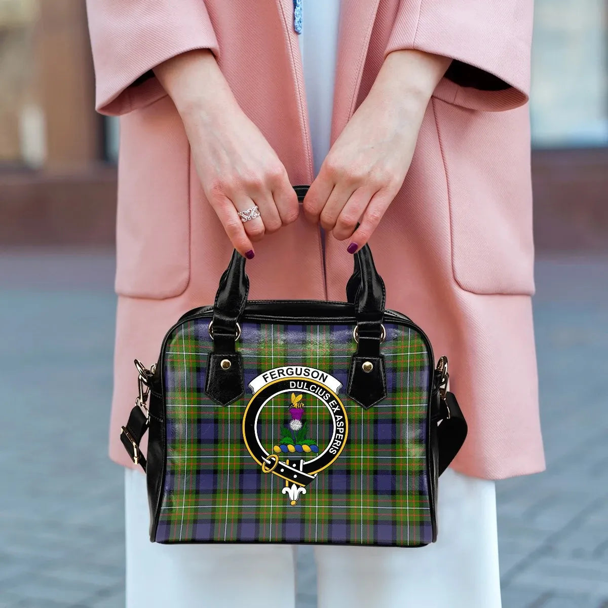 Fergusson Modern Tartan Crest Shoulder Handbag