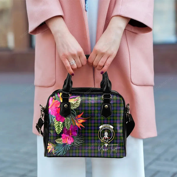 Fleming Tartan Hibiscus Shoulder Handbag