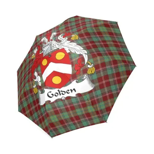 Golden Tartan Crest Umbrellas