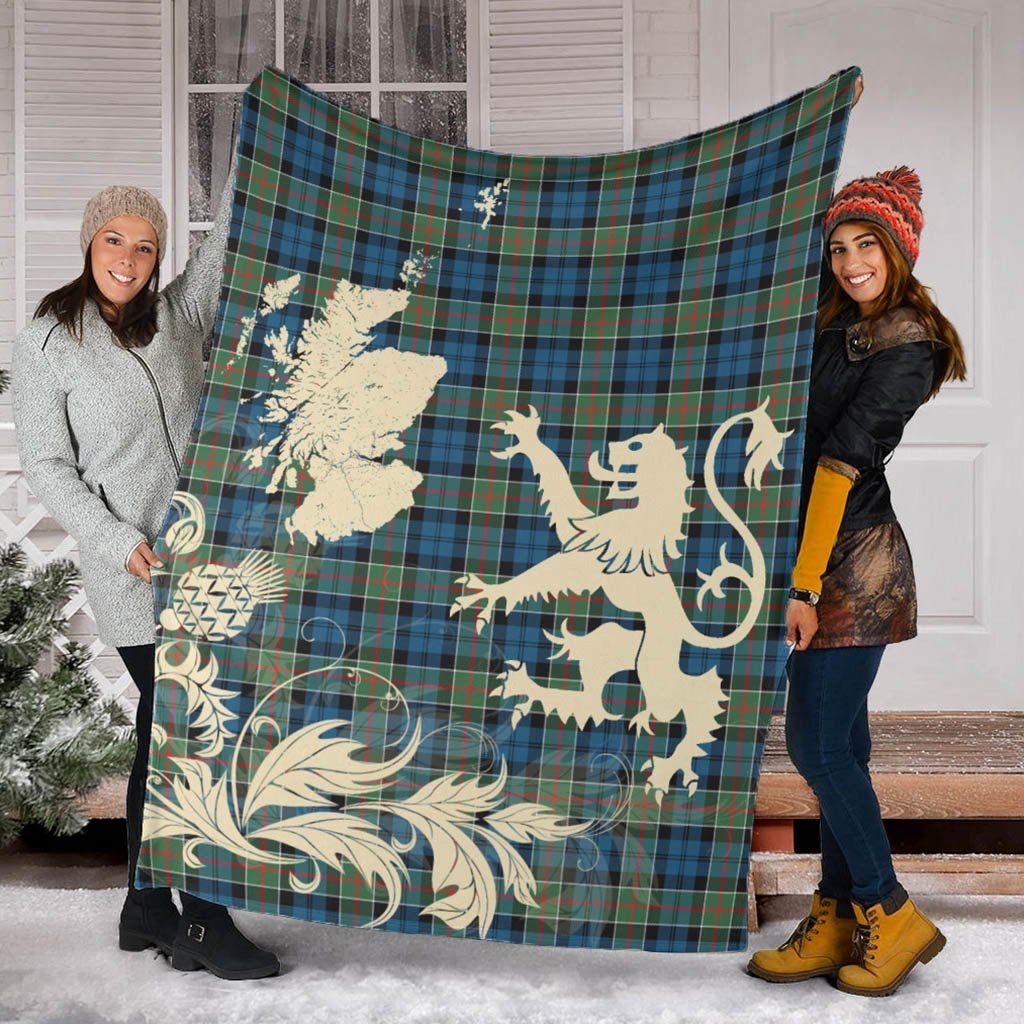 Colquhoun Ancient Clan Blanket, Scottish Tartan Colquhoun Ancient Clans Blanket Thistle Map Style