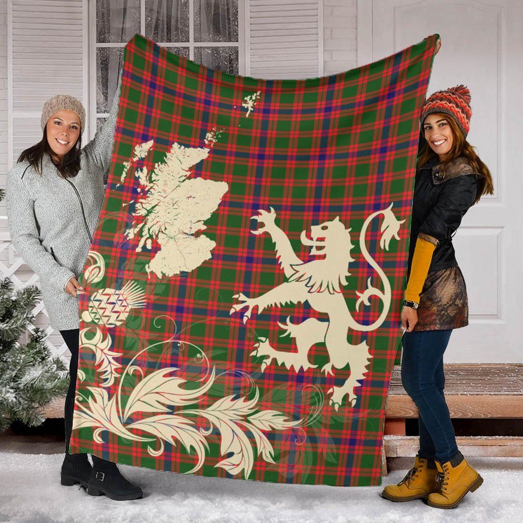 Skene Modern Clan Blanket, Scottish Tartan Skene Modern Clans Blanket Thistle Map Style