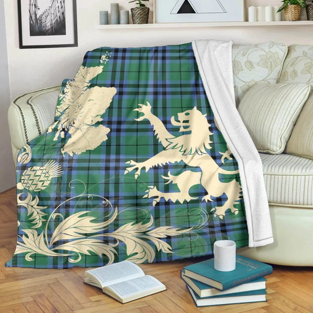 Keith Ancient Clan Blanket, Scottish Tartan Keith Ancient Clans Blanket Thistle Map Style