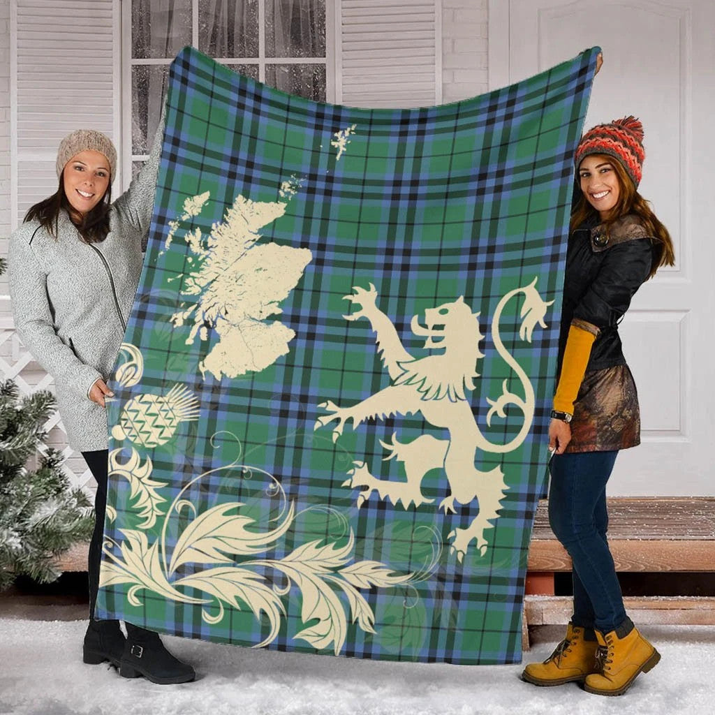 Keith Ancient Clan Blanket, Scottish Tartan Keith Ancient Clans Blanket Thistle Map Style