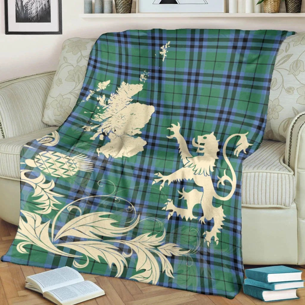 Keith Ancient Clan Blanket, Scottish Tartan Keith Ancient Clans Blanket Thistle Map Style