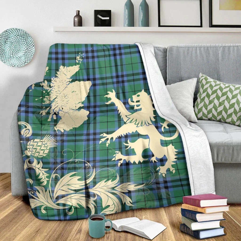 Keith Ancient Clan Blanket, Scottish Tartan Keith Ancient Clans Blanket Thistle Map Style