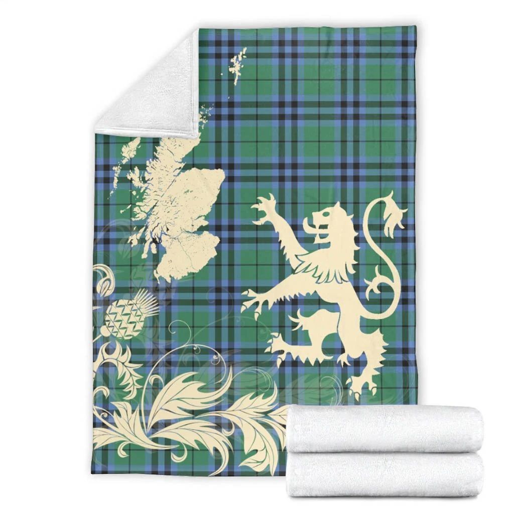 Keith Ancient Clan Blanket, Scottish Tartan Keith Ancient Clans Blanket Thistle Map Style