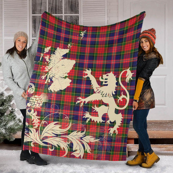MacPherson Modern Clan Blanket, Scottish Tartan MacPherson Modern Clans Blanket Thistle Map Style