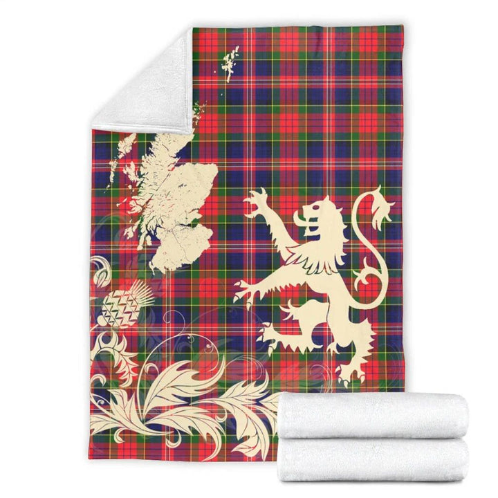 MacPherson Modern Clan Blanket, Scottish Tartan MacPherson Modern Clans Blanket Thistle Map Style