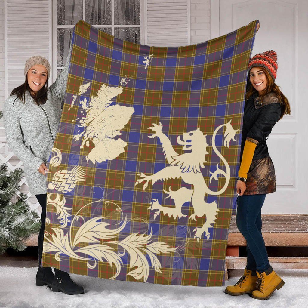 Balfour Modern Clan Blanket, Scottish Tartan Balfour Modern Clans Blanket Thistle Map Style