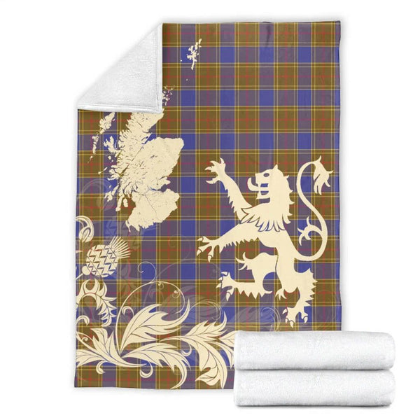 Balfour Modern Clan Blanket, Scottish Tartan Balfour Modern Clans Blanket Thistle Map Style