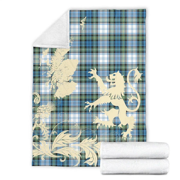 Campbell Dress Ancient Clan Blanket, Scottish Tartan Campbell Dress Ancient Clans Blanket Thistle Map Style
