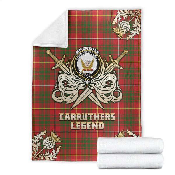 Carruthers Modern Clan Blanket, Scottish Tartan Carruthers Modern Clans Premium Blanket Gold Crest Style