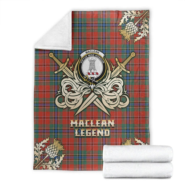 MacLean of Duart Ancient Clan Blanket, Scottish Tartan MacLean of Duart Ancient Clans Premium Blanket Gold Crest Style