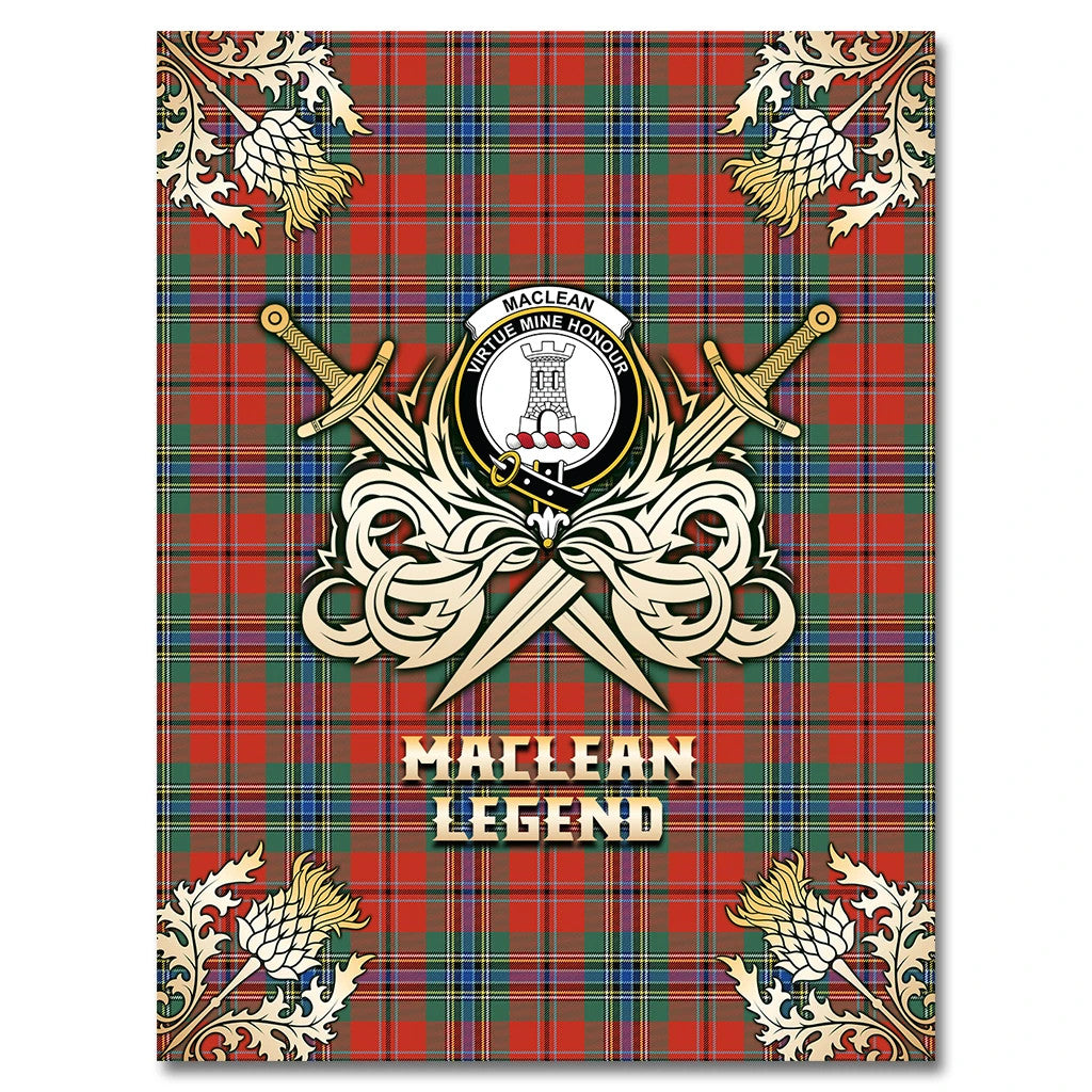 MacLean of Duart Ancient Clan Blanket, Scottish Tartan MacLean of Duart Ancient Clans Premium Blanket Gold Crest Style