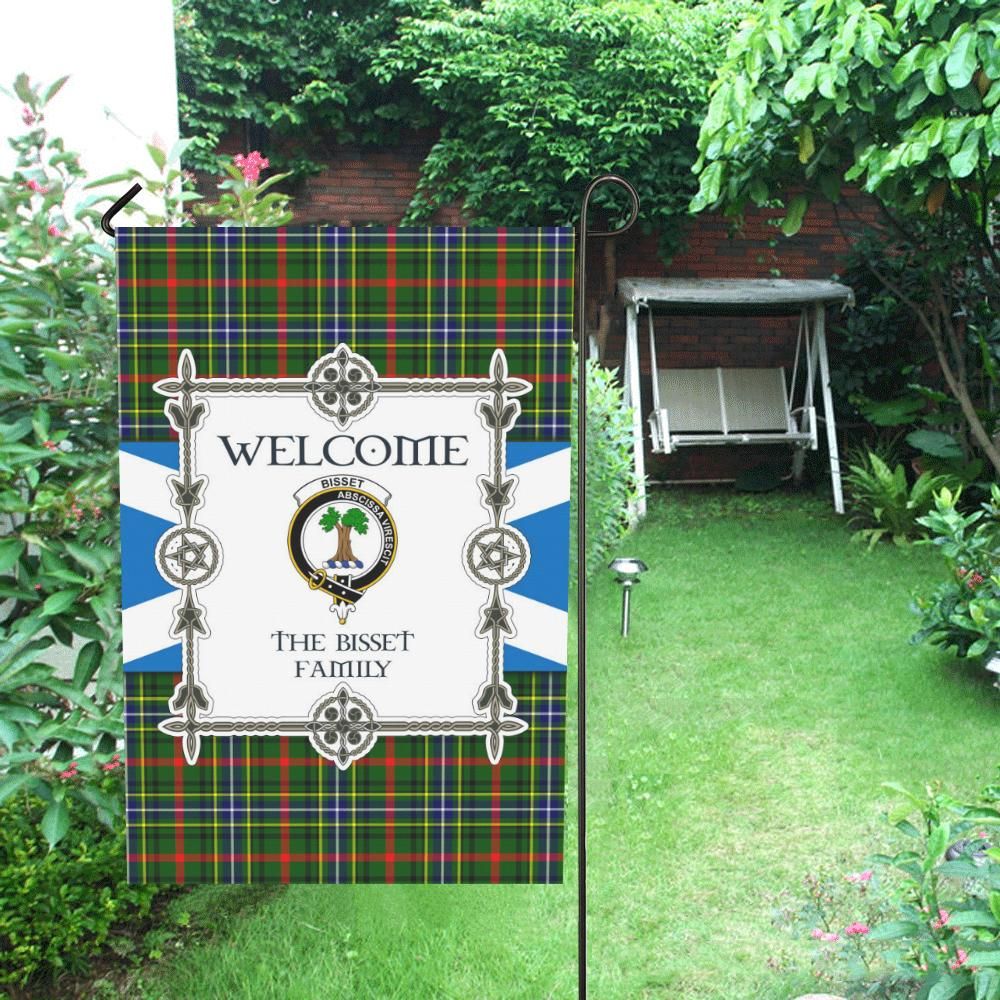 Bisset Clan Garden Flag, Scottish Tartan Bisset Clans Garden Flag New Style