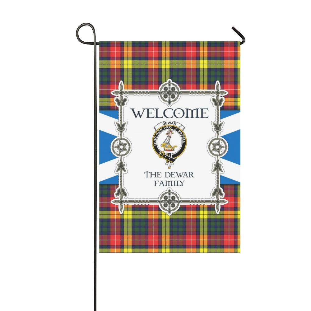 Dewar Clan Garden Flag, Scottish Tartan Dewar Clans Garden Flag New Style