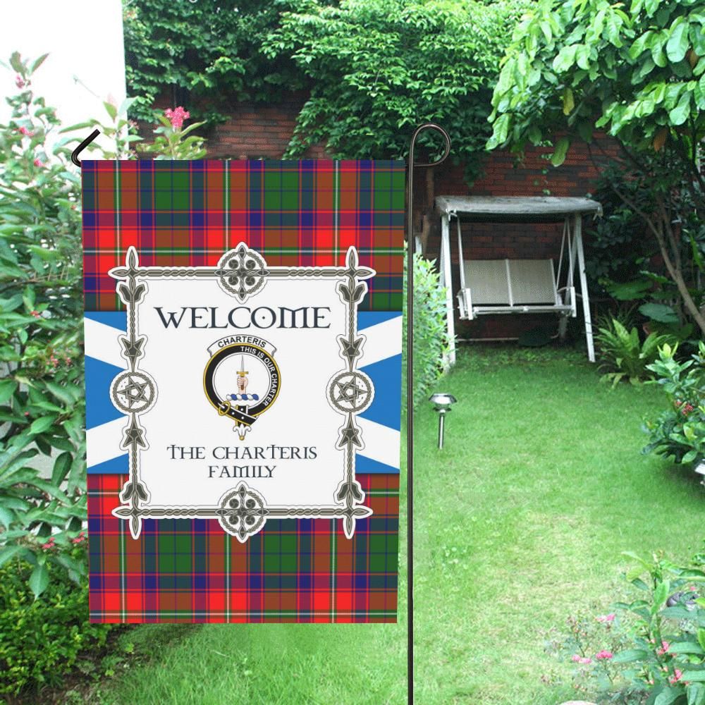Charteris Clan Garden Flag, Scottish Tartan Charteris Clans Garden Flag New Style