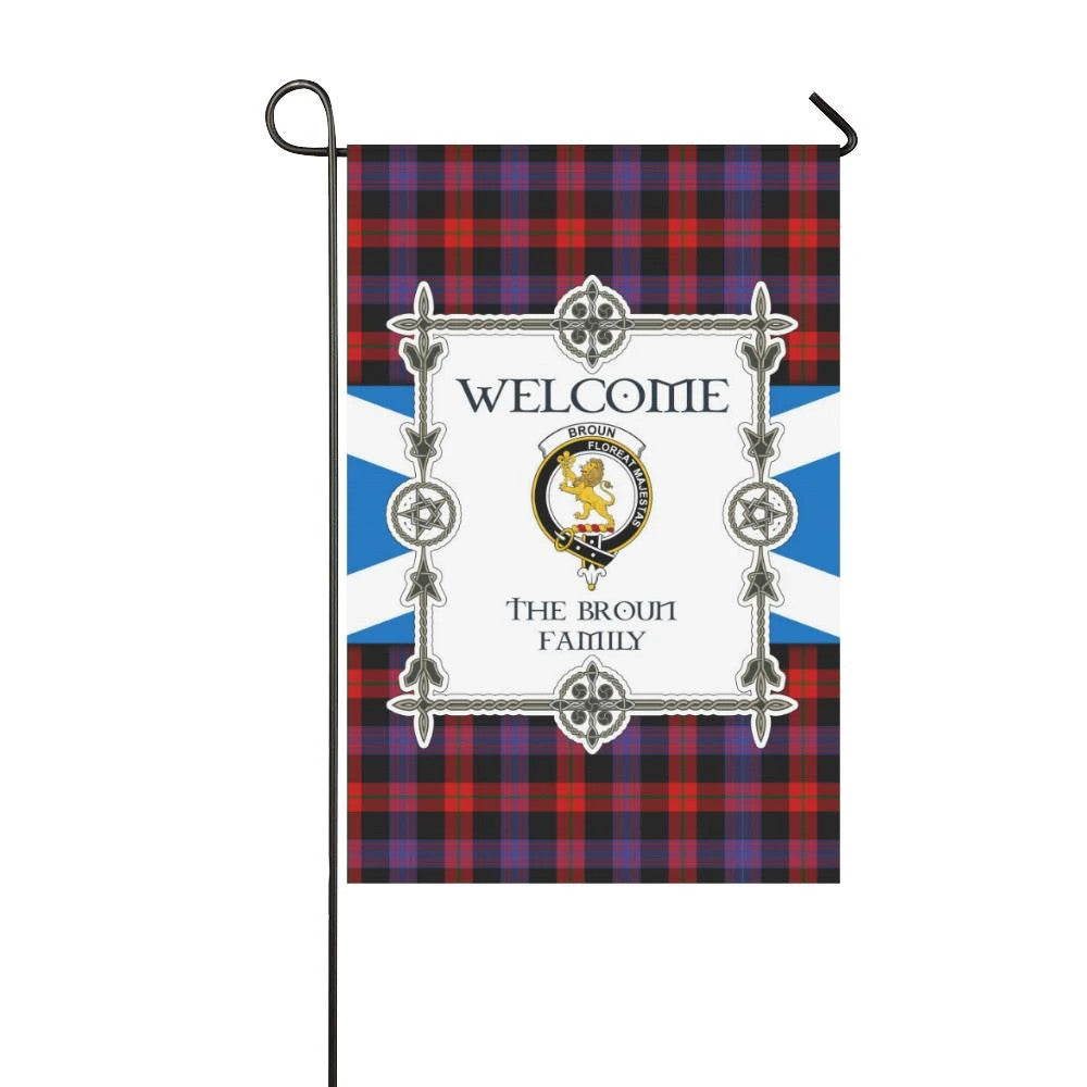 Broun Clan Garden Flag, Scottish Tartan Broun Clans Garden Flag New Style
