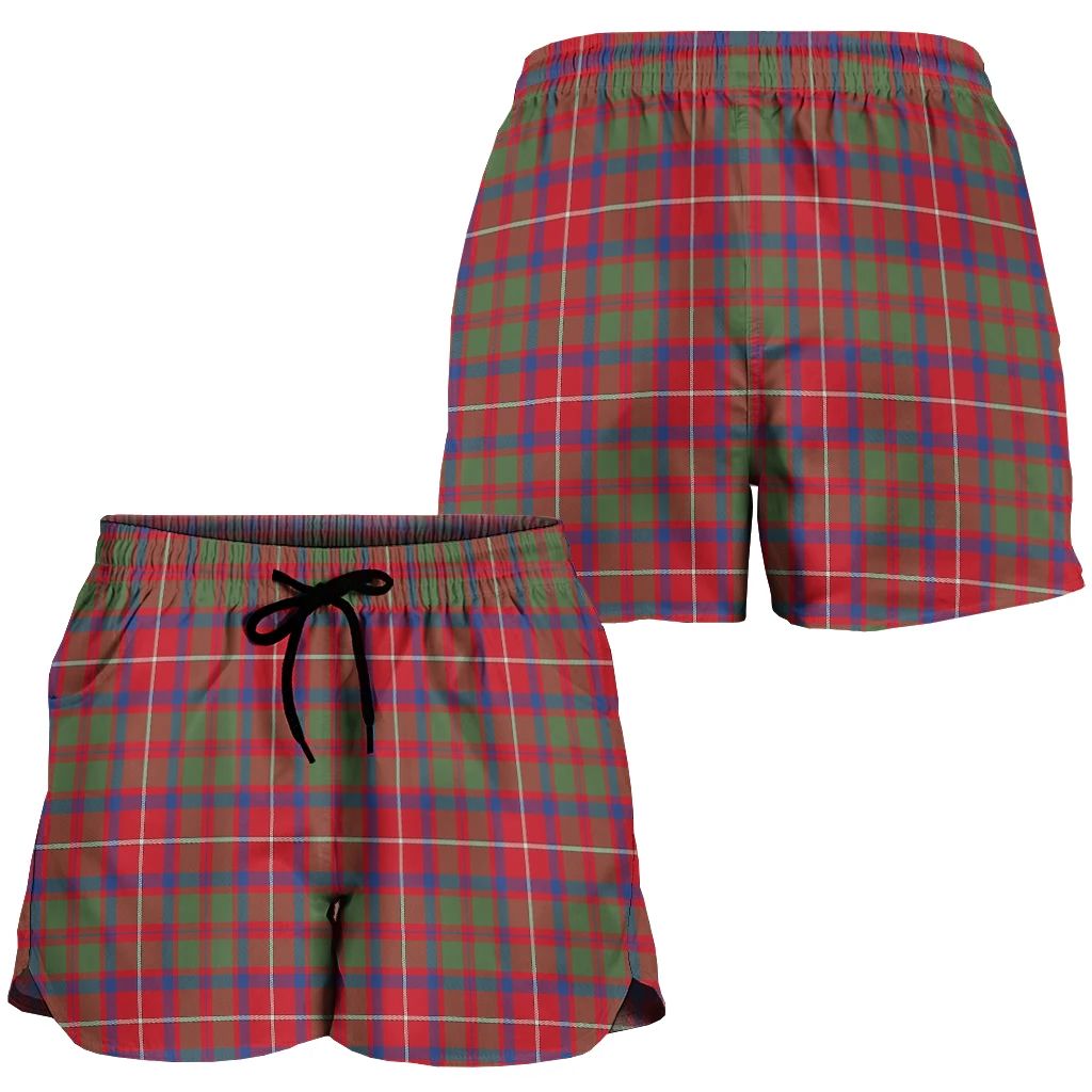 Scottish Tartan Shaw Red Modern Clans Women Short Badge Style