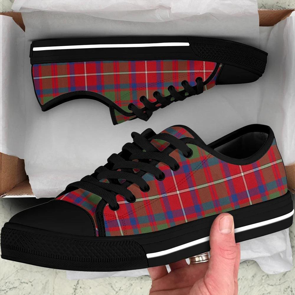 Shaw Red Modern Tartan Plaid Low Top Shoes