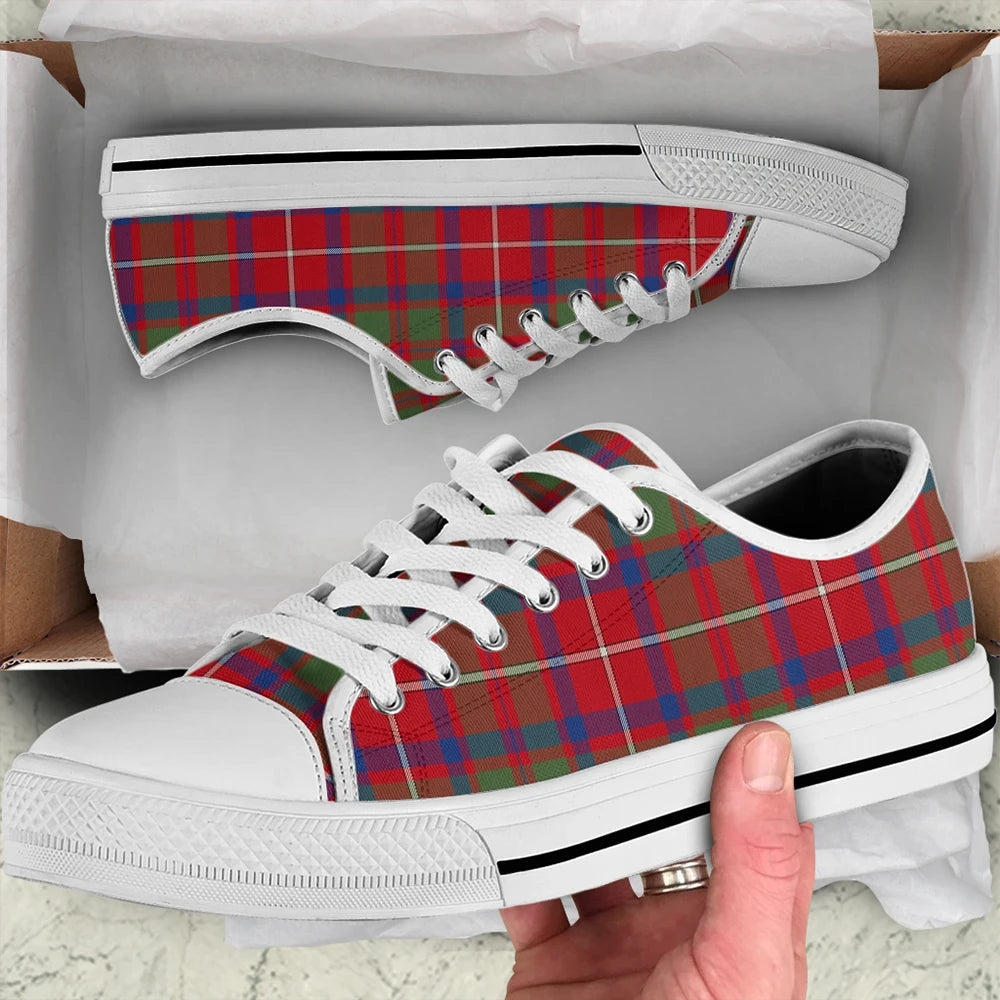 Shaw Red Modern Tartan Plaid Low Top Shoes