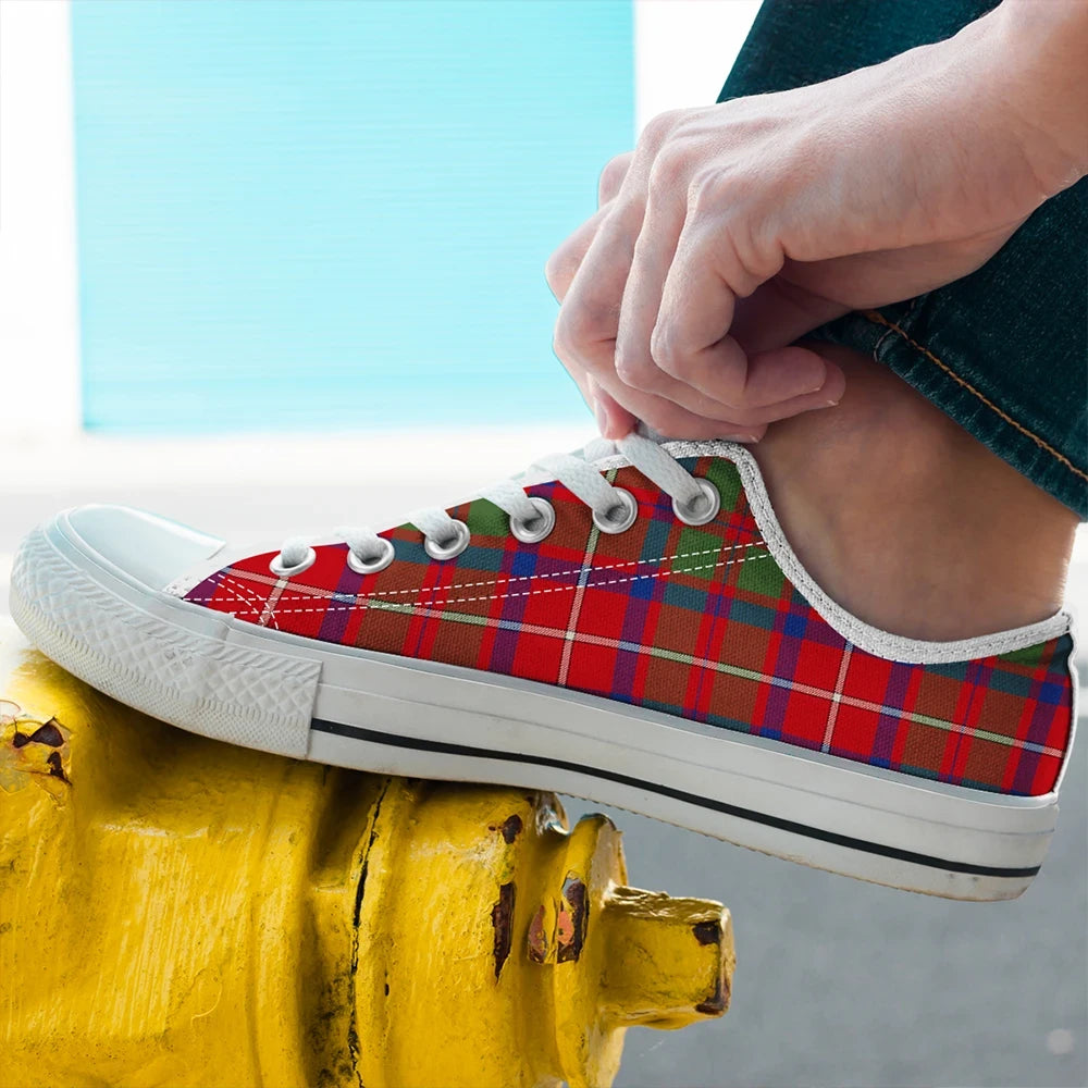 Shaw Red Modern Tartan Plaid Low Top Shoes