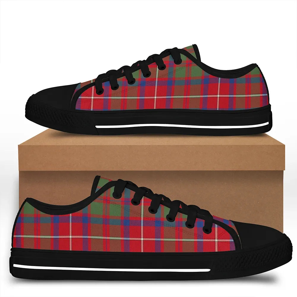 Shaw Red Modern Tartan Plaid Low Top Shoes