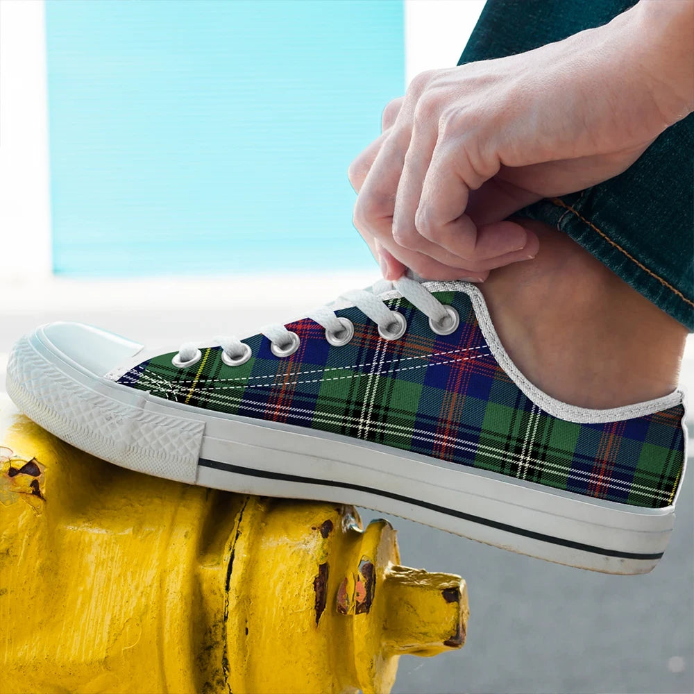 Wood Modern Tartan Plaid Low Top Shoes