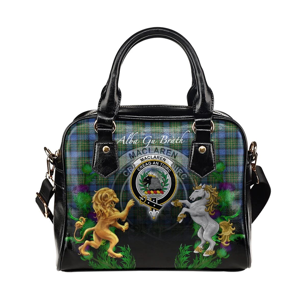 MacLaren Ancient Tartan Shoulder Handbag Lion Unicorn Thistle Style