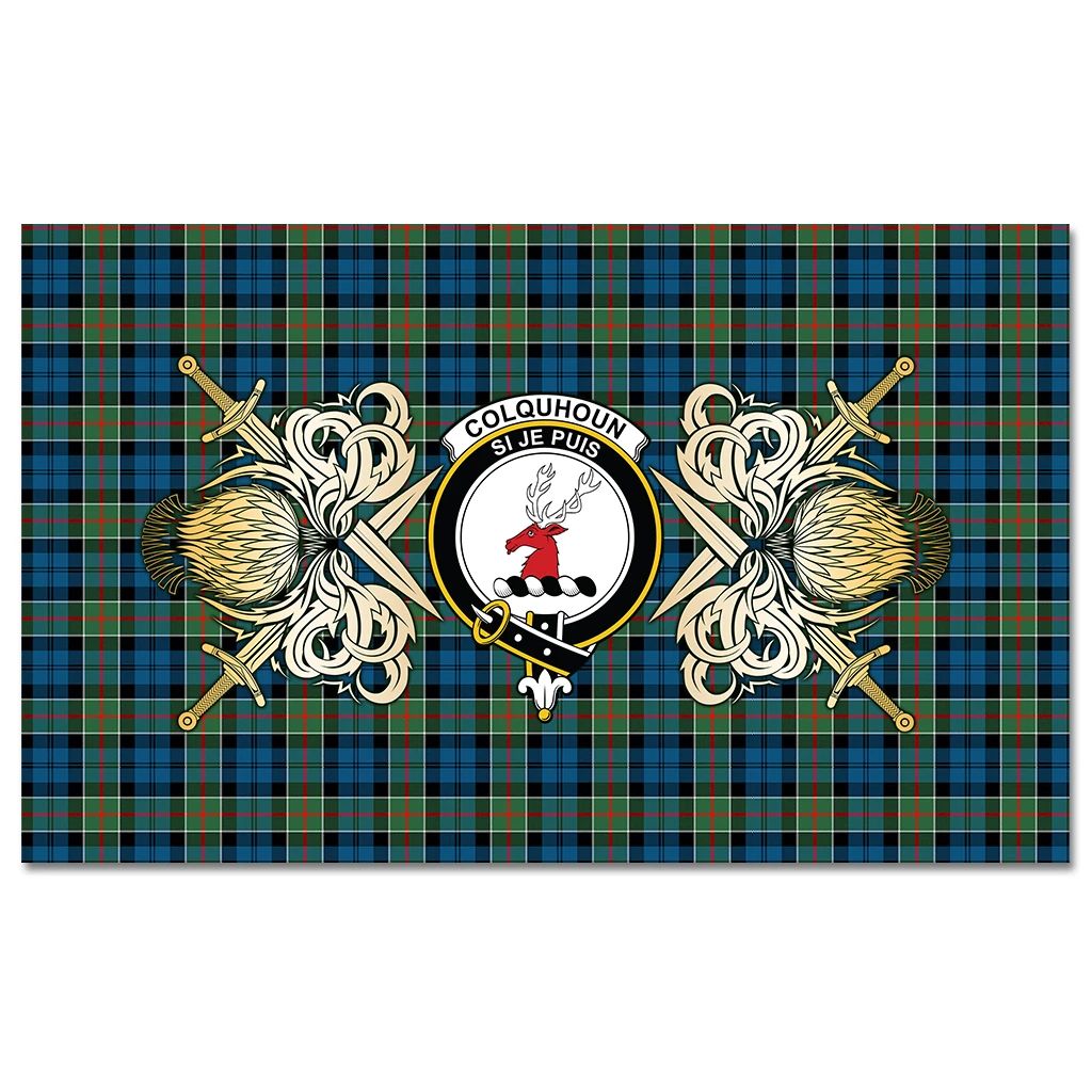 Colquhoun Ancient Tartan Tablecloth Courage Symbol Style