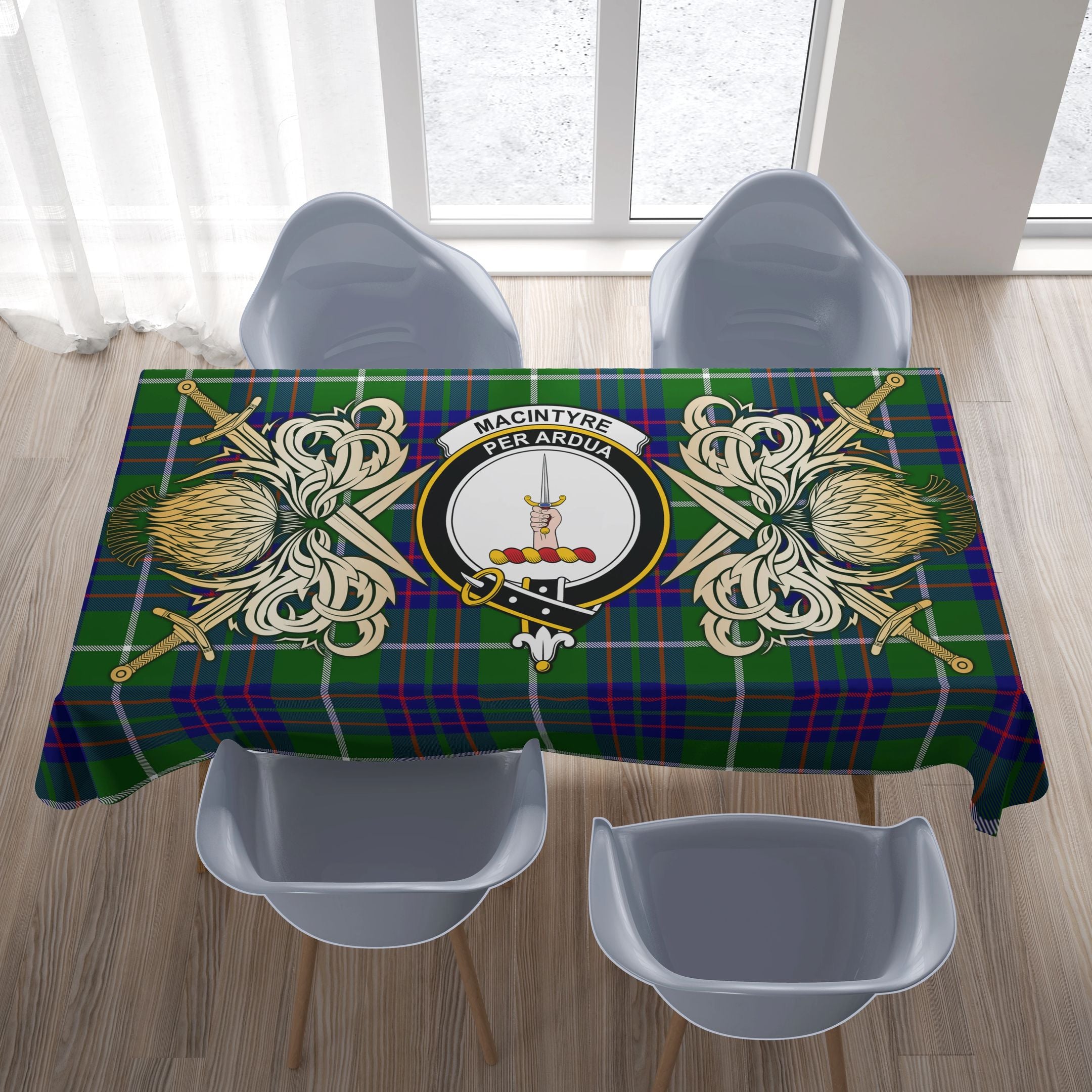 MacIntyre Hunting Modern Tartan Tablecloth Courage Symbol Style