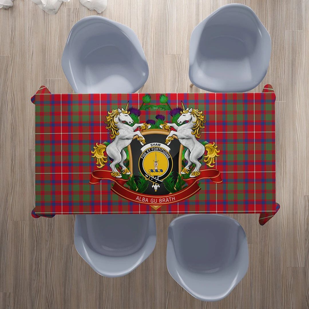 Shaw Red Modern Tartan Tablecloth Unicorn Thistle Style