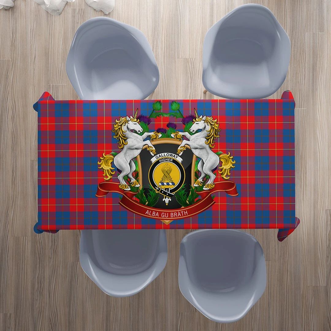 Galloway Red Tartan Tablecloth Unicorn Thistle Style