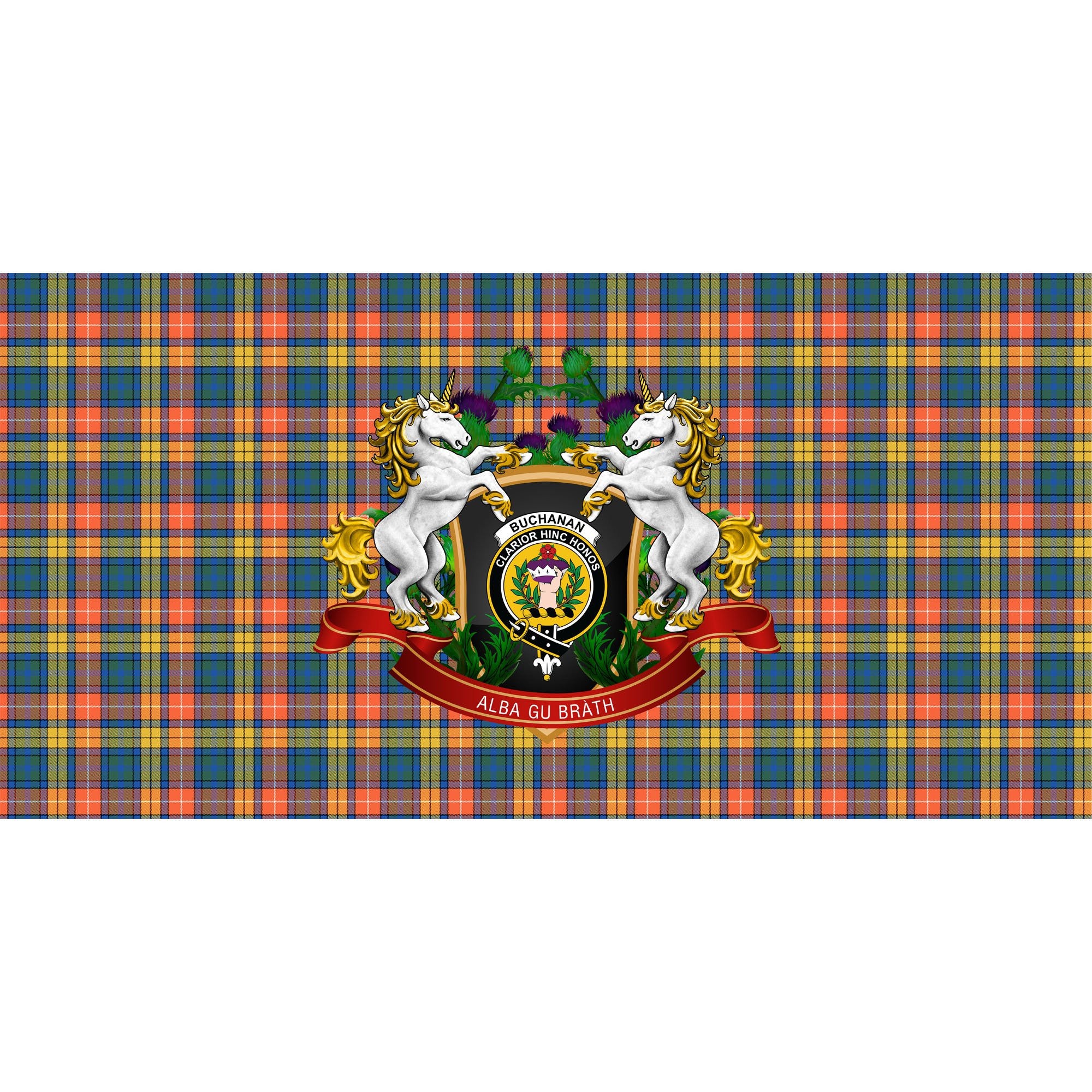 Buchanan Ancient Tartan Tablecloth Unicorn Thistle Style