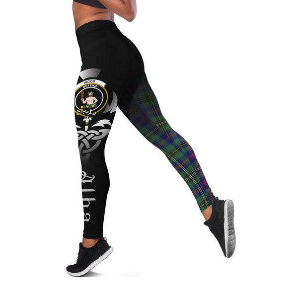 Wood Modern Crest Tartan Alba Celtic Leggings | Over 500 Tartans | Special Custom Design