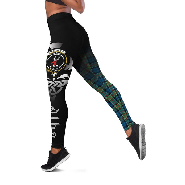 Colquhoun Ancient Crest Tartan Alba Celtic Leggings | Over 500 Tartans | Special Custom Design