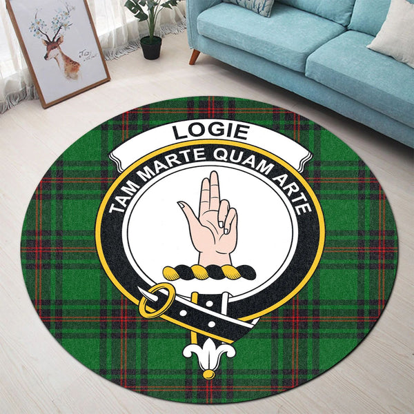 Scottish Tartan Logie Clan Round Rug Crest Style