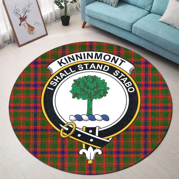 Scottish Tartan Kinninmont Clan Round Rug Crest Style