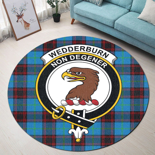 Scottish Tartan Wedderburn Clan Round Rug Crest Style