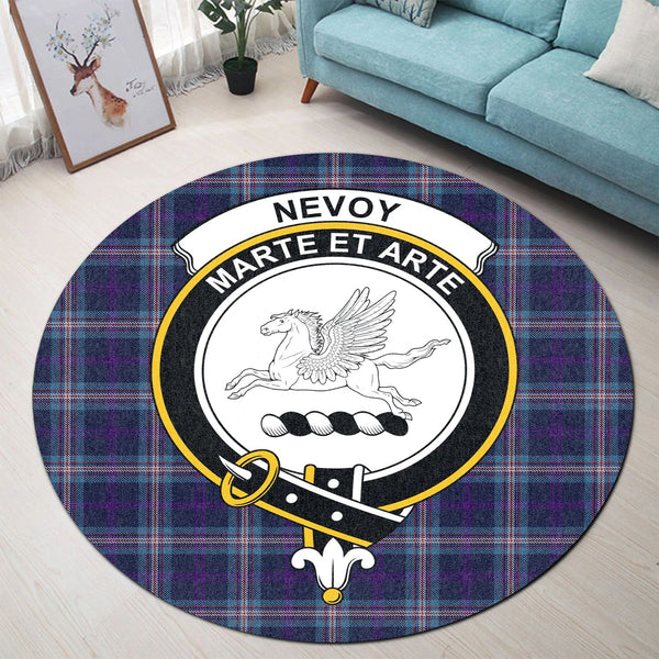 Scottish Tartan Nevoy Clan Round Rug Crest Style